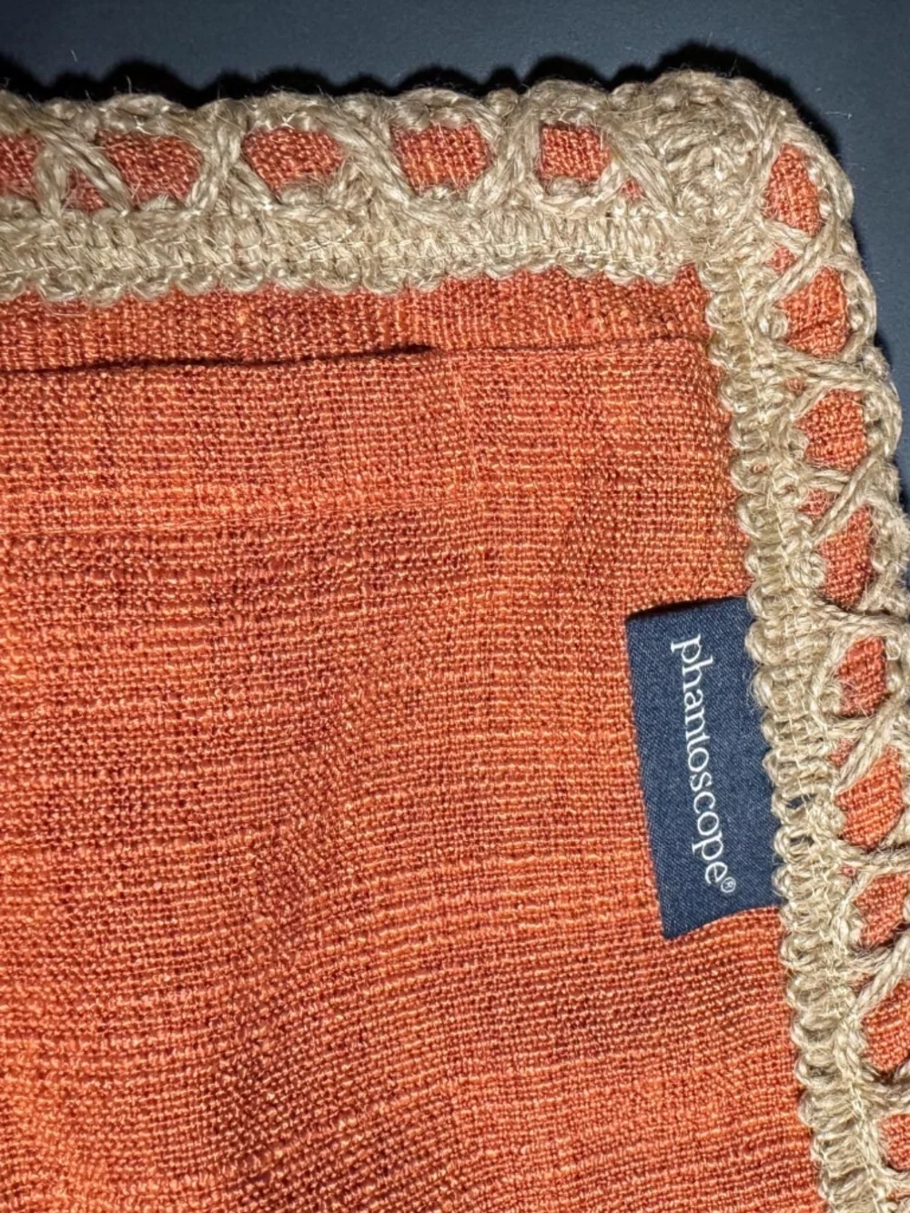 Phantoscope Orange Farmhouse Pillow Cover Linen Burlap Trim 18x18 NWOT